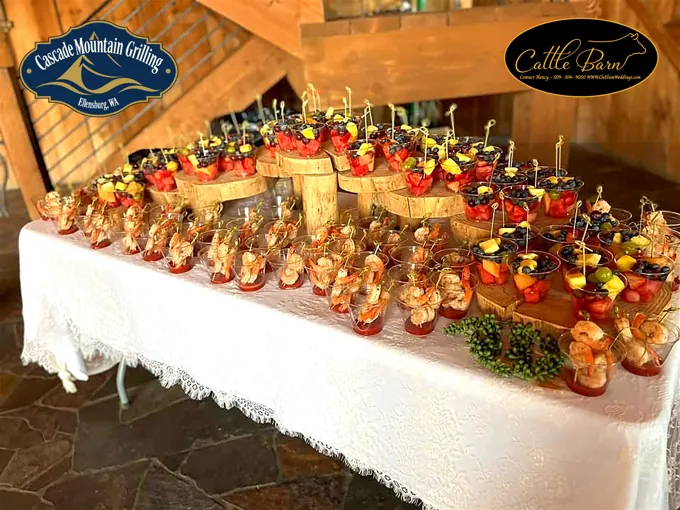 Appetizers and vegetables arranged for service