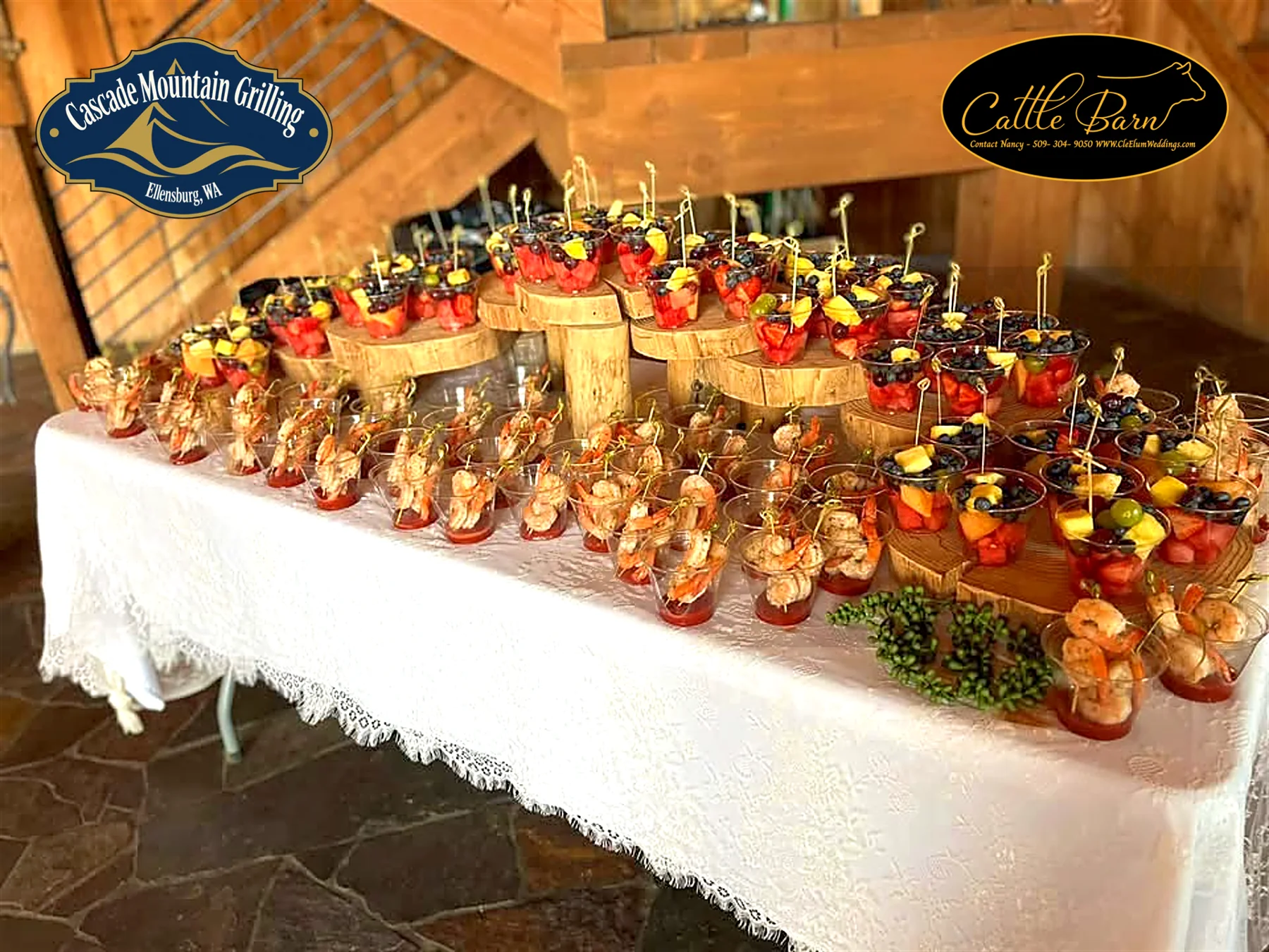 Appetizers and vegetables arranged for service
